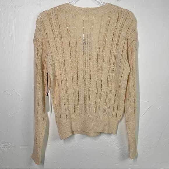 ASTR The Label Cream Wrap Front Pointelle Sweater Medium NWT - Picture 5 of 7